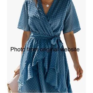 BTFBM Blue Faux Wrap Dress Large NWOT